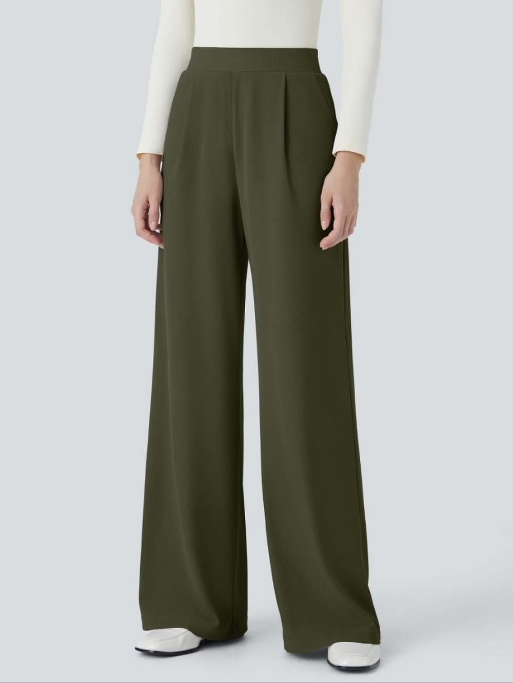 NWT, Halara • High Waisted Body Sculpt Skimming Wide Leg Work Pants, Size Small